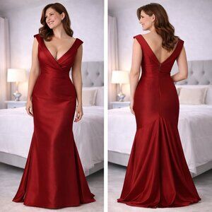 Pamella Roland Red Crimson Shine Formal Gown $860
